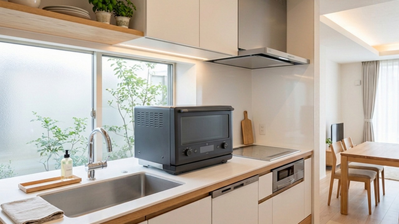 象印 EVERINO オーブンレンジ ES-GX26 キッチン設置シーン