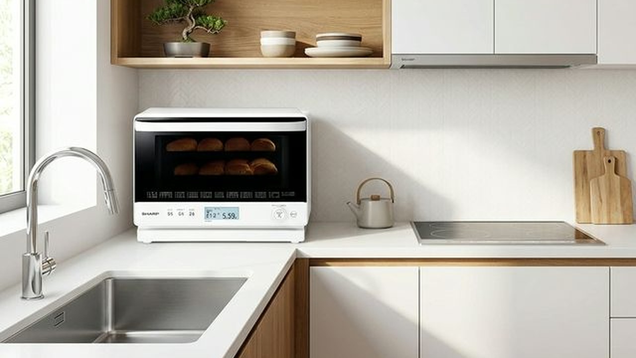 シャープ 過熱水蒸気オーブンレンジ RE-SS26B-W キッチン設置シーン