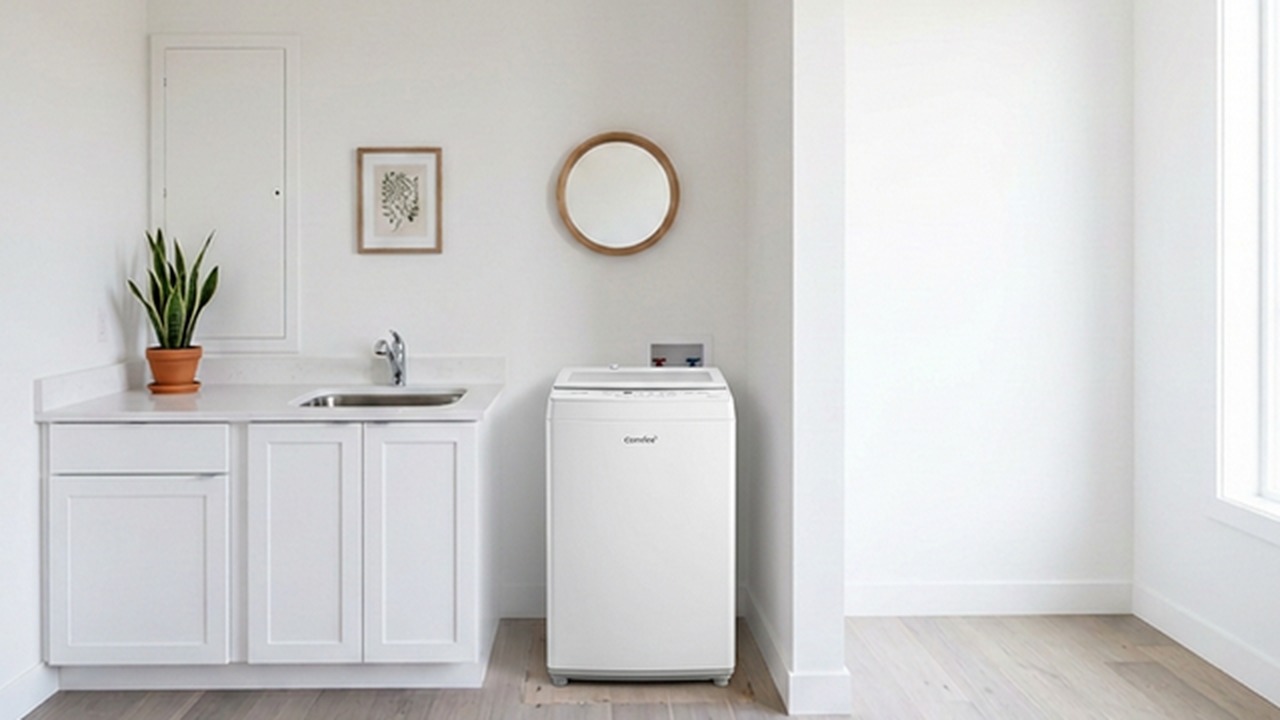 COMFEE 薄型ドラム式洗濯乾燥機 CAC06EW55 キッチン設置シーン