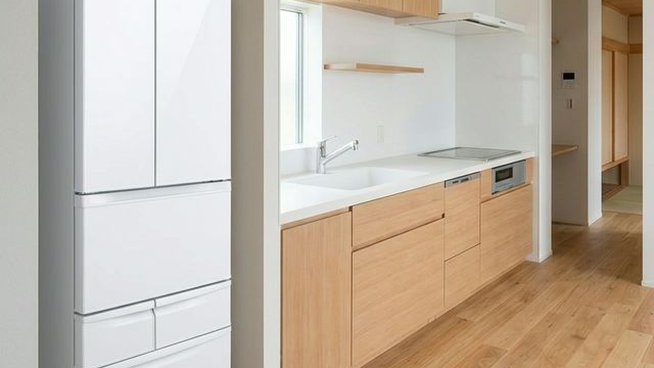 東芝 465L 5ドア冷蔵庫 GR-W470GSK キッチン設置シーン