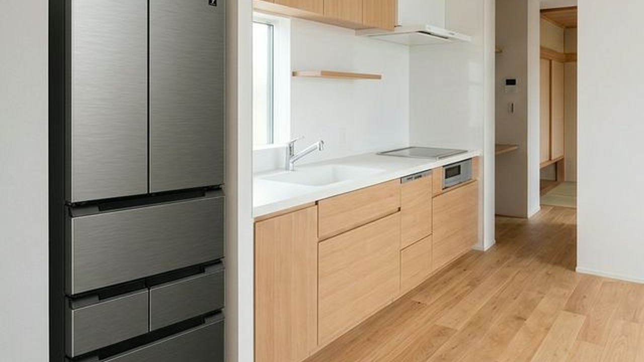 シャープ 550L 6ドア冷蔵庫 SJ-MF46M キッチン設置シーン