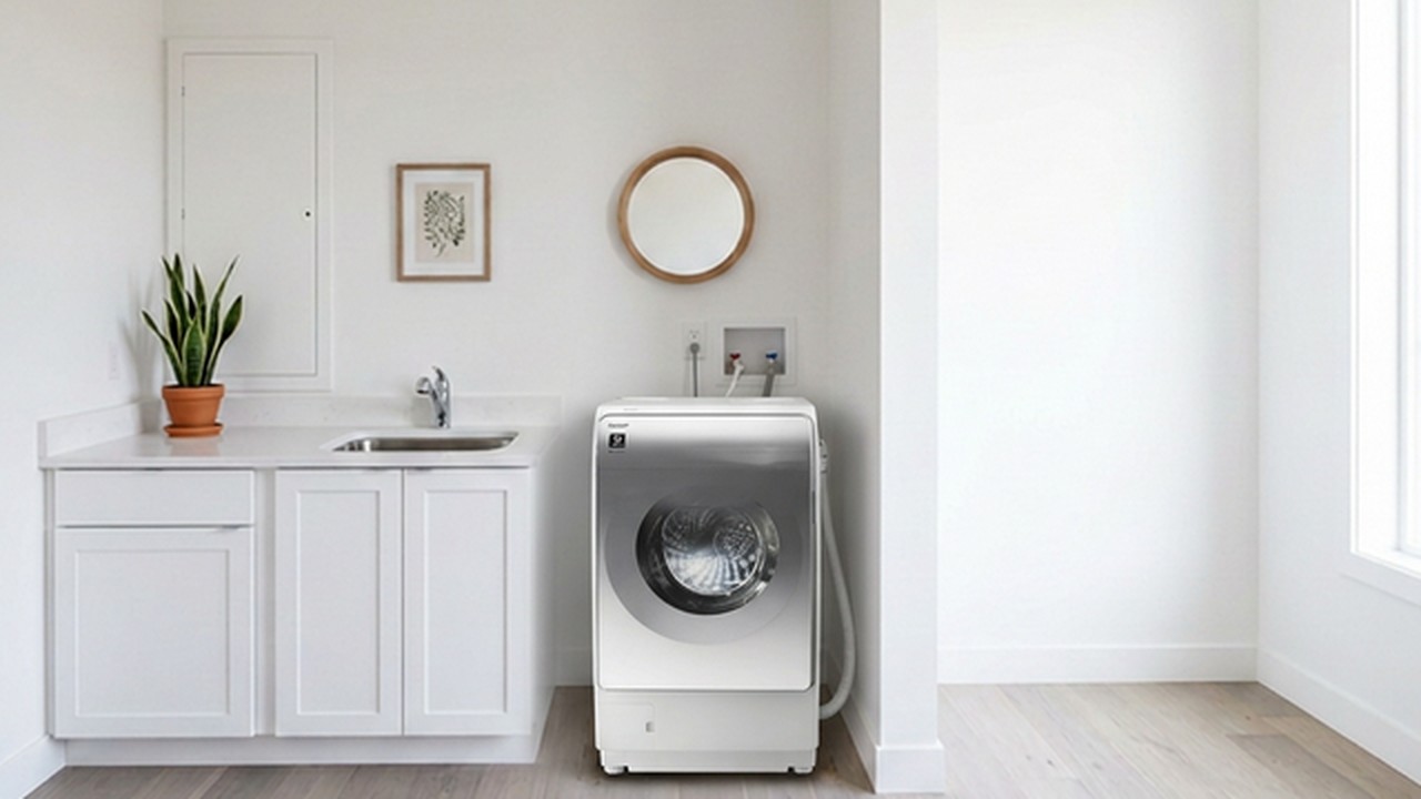 シャープ ドラム式洗濯乾燥機 12kg ES-X12C-L キッチン設置シーン