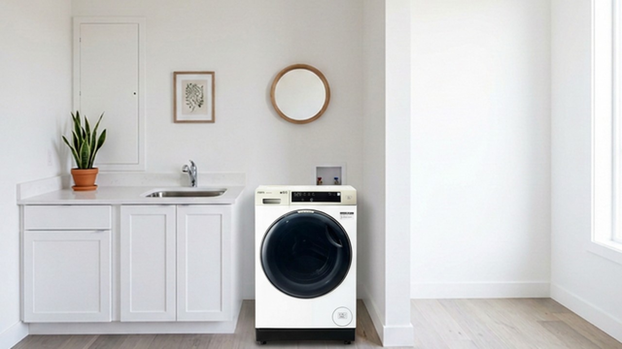 AQUA まっ直ぐドラム2.0 10kg AQW-DM10R-L キッチン設置シーン