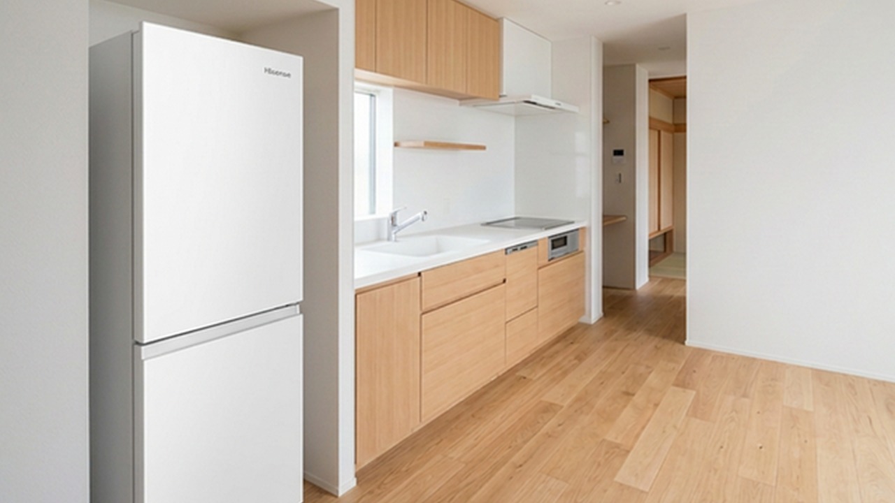 ハイセンス 2ドア冷凍冷蔵庫 175L HR-D1701W キッチン設置シーン