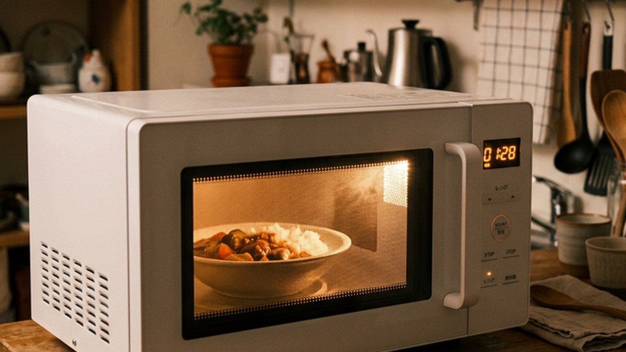 アイリスオーヤマ MO-F1805 加熱中のシーン