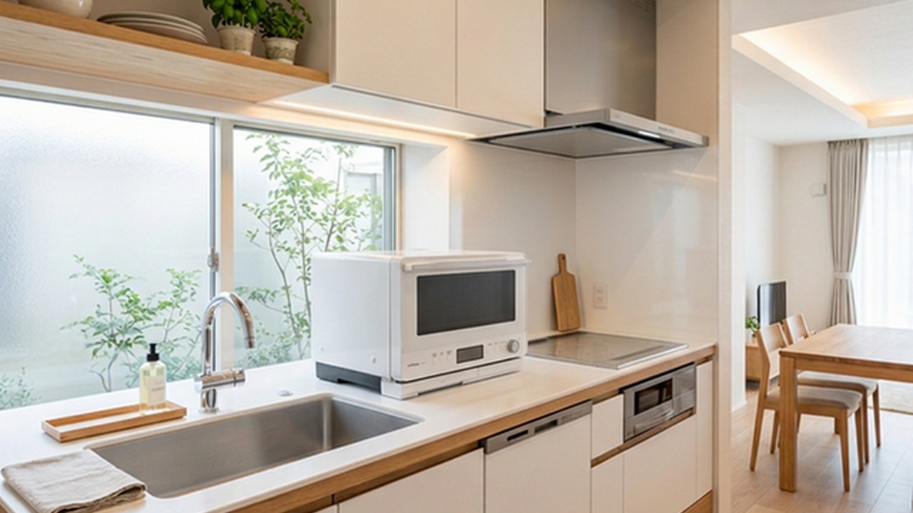 日立 ヘルシーシェフ オーブンレンジ MRO-W1C キッチン設置シーン