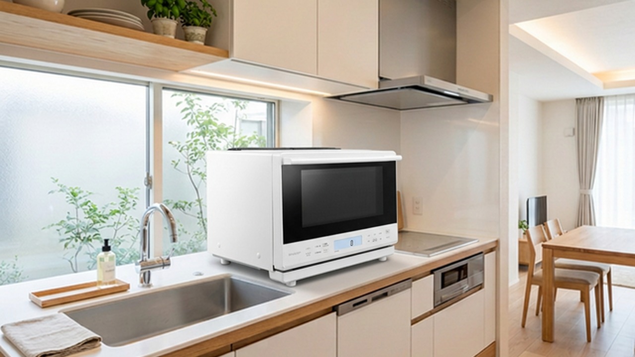 シャープ 過熱水蒸気オーブンレンジ RE-SS10Z-W キッチン設置シーン