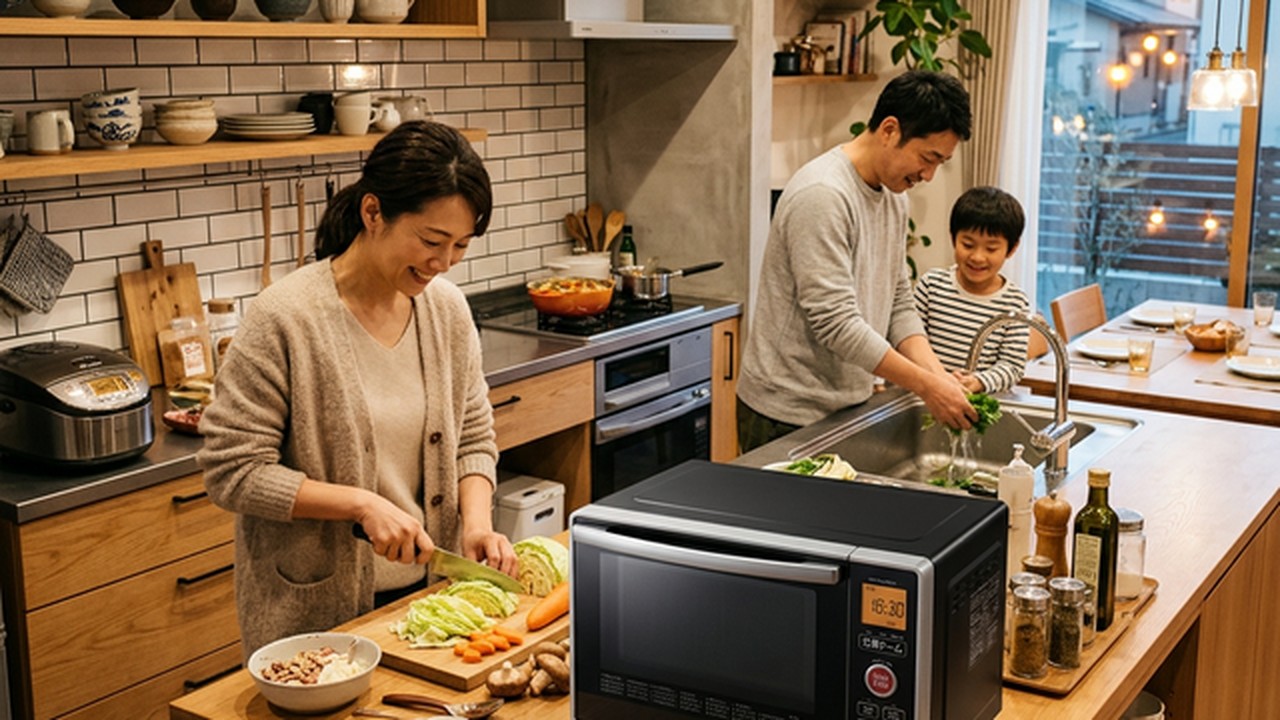 東芝 石窯ドーム オーブンレンジ ER-XD3000 キッチン設置シーン